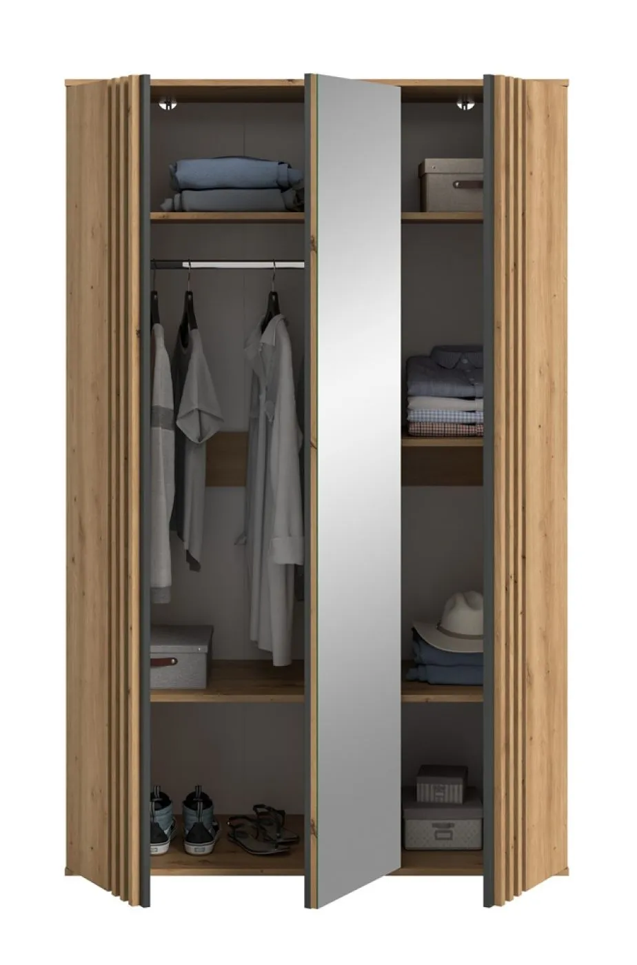 Garderobenschrank Kleiderschrank Tofta | 3-türig | Artisan Eiche