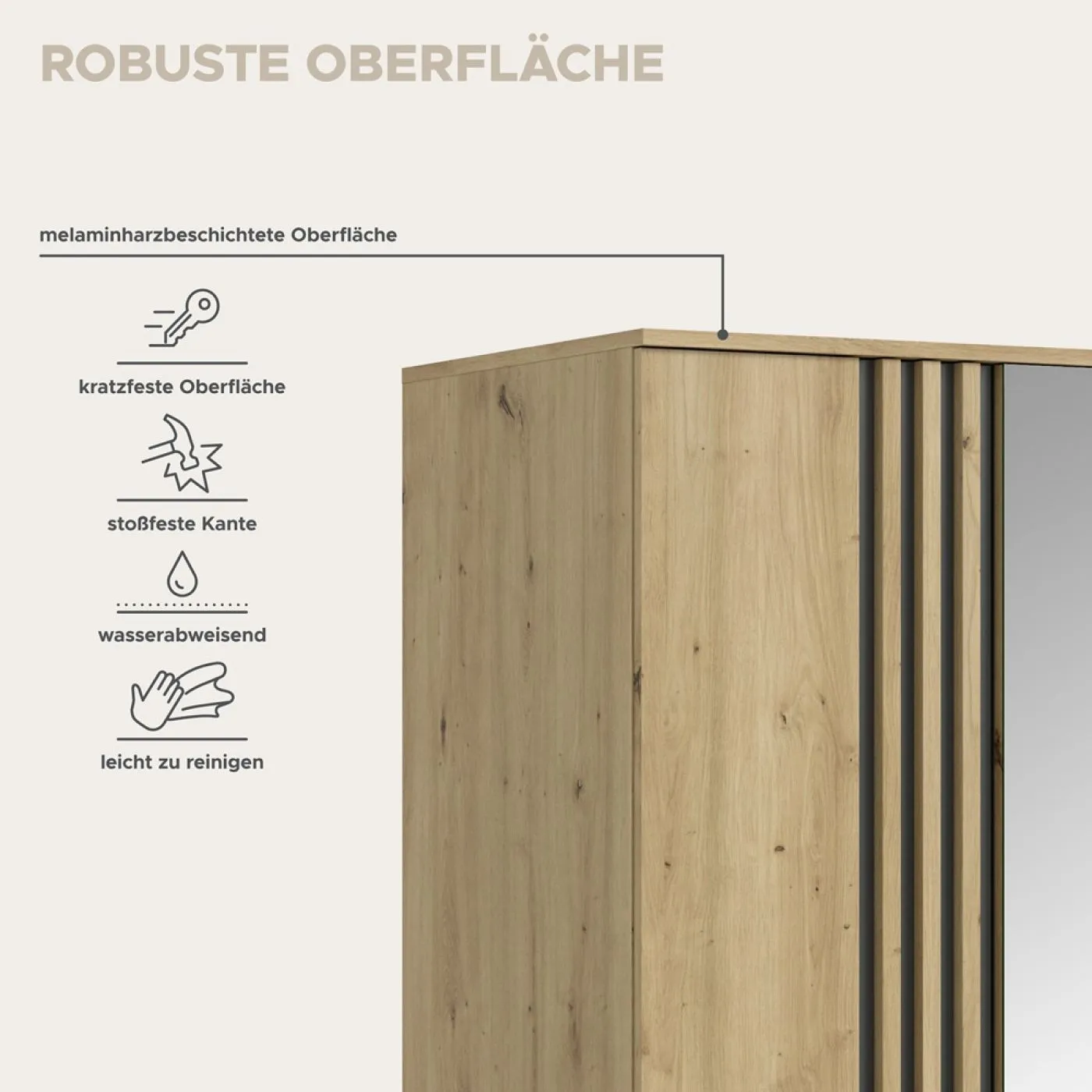 Garderobenschrank Kleiderschrank Tofta | 3-türig | Artisan Eiche
