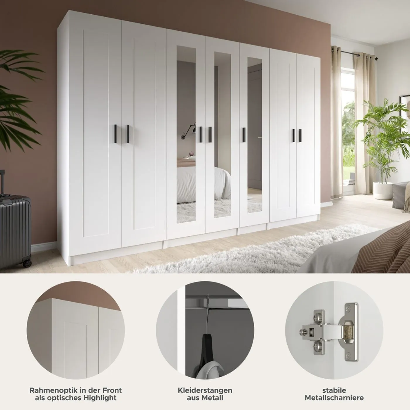 Garderobenschrank Kleiderschrank Visby 1 | 3-teilig | weiß