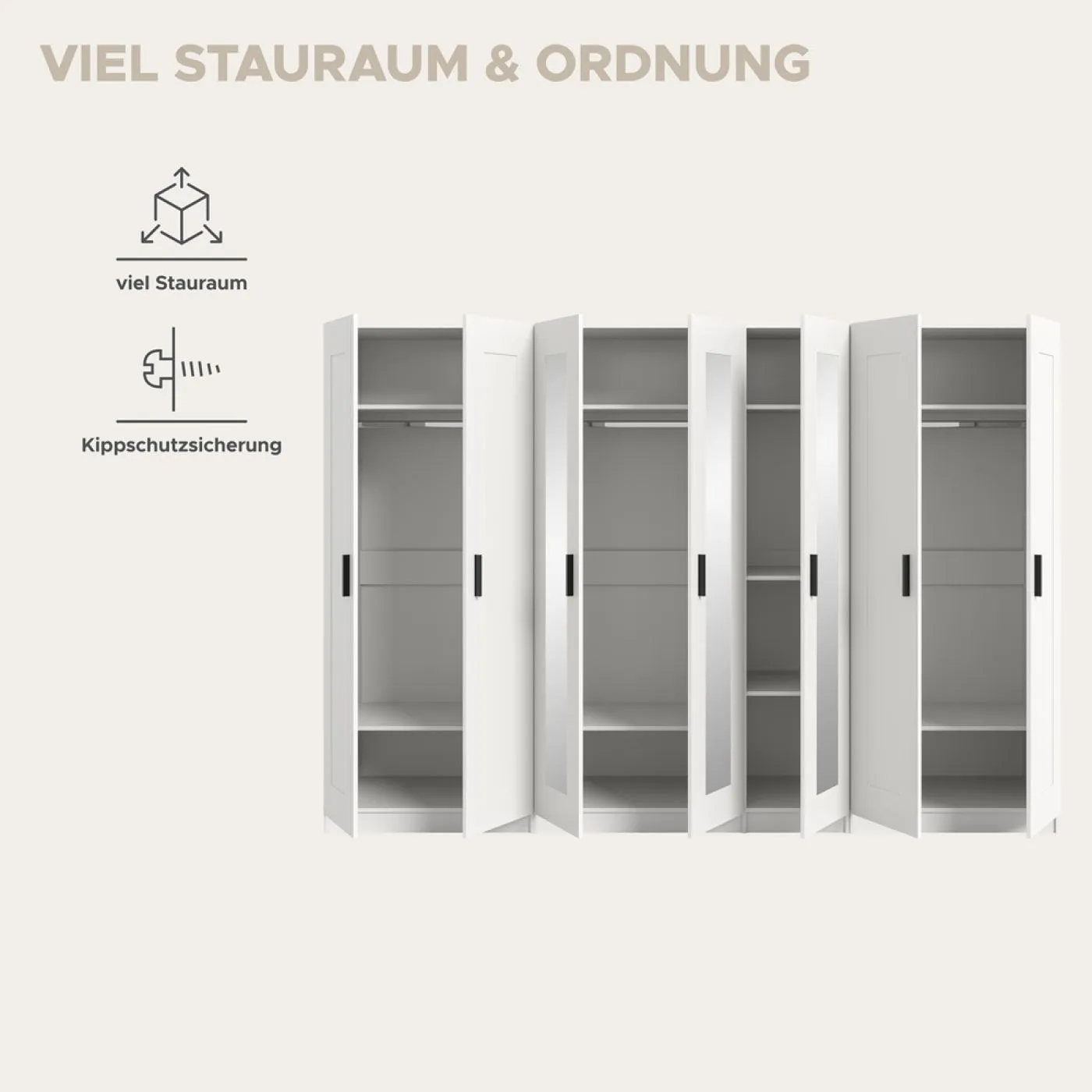 Garderobenschrank Kleiderschrank Visby 1 | 3-teilig | weiß