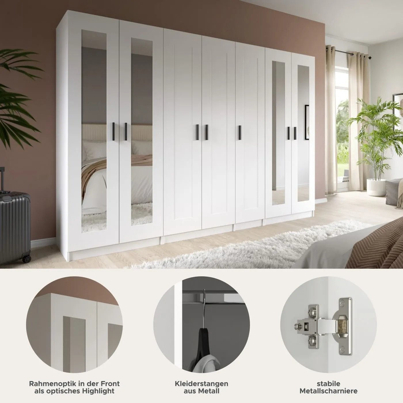 Garderobenschrank Kleiderschrank Visby 2 | 3-teilig | weiß