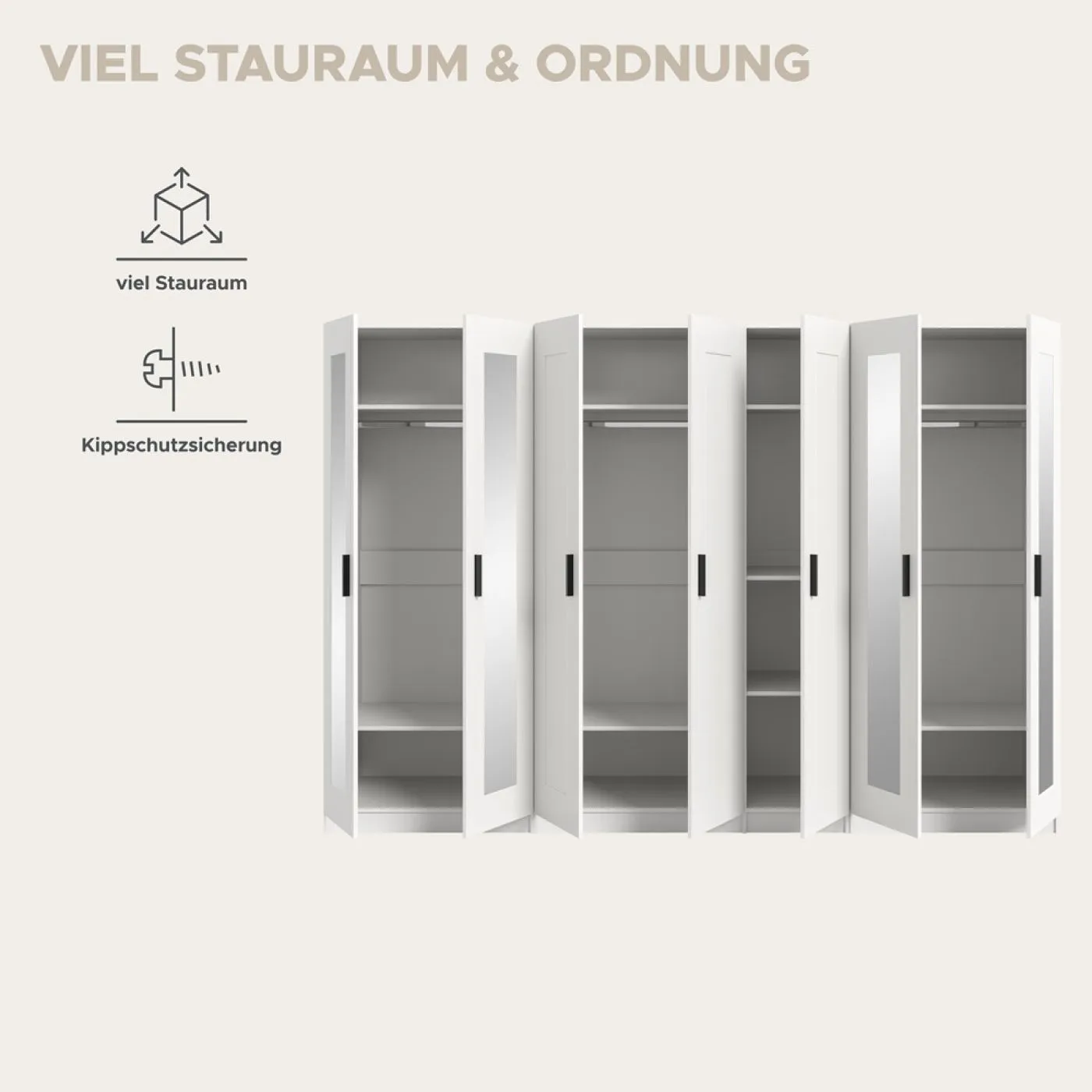 Garderobenschrank Kleiderschrank Visby 2 | 3-teilig | weiß