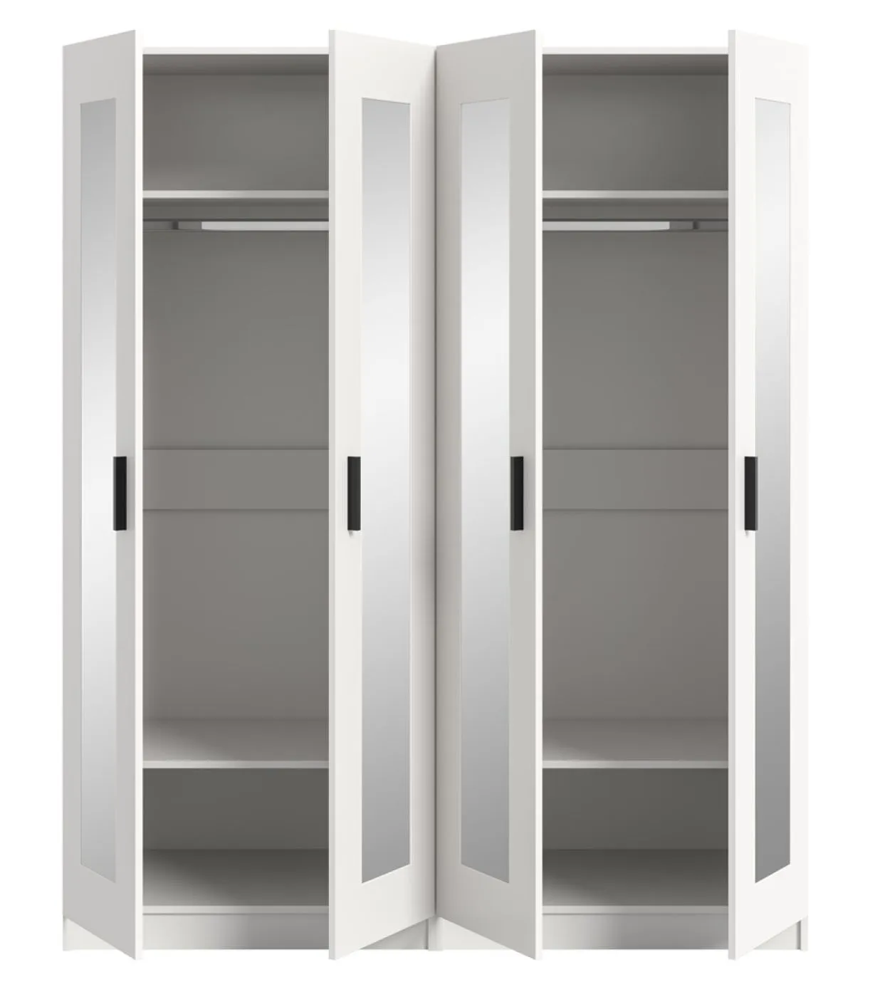 Garderobenschrank Kleiderschrank Visby | 2-teilig mit Spiegel | weiß