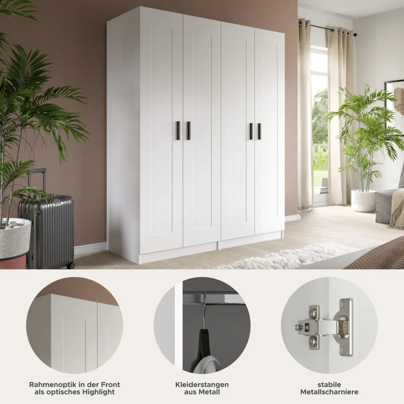 Garderobenschrank Kleiderschrank Visby | 2-teilig | weiß