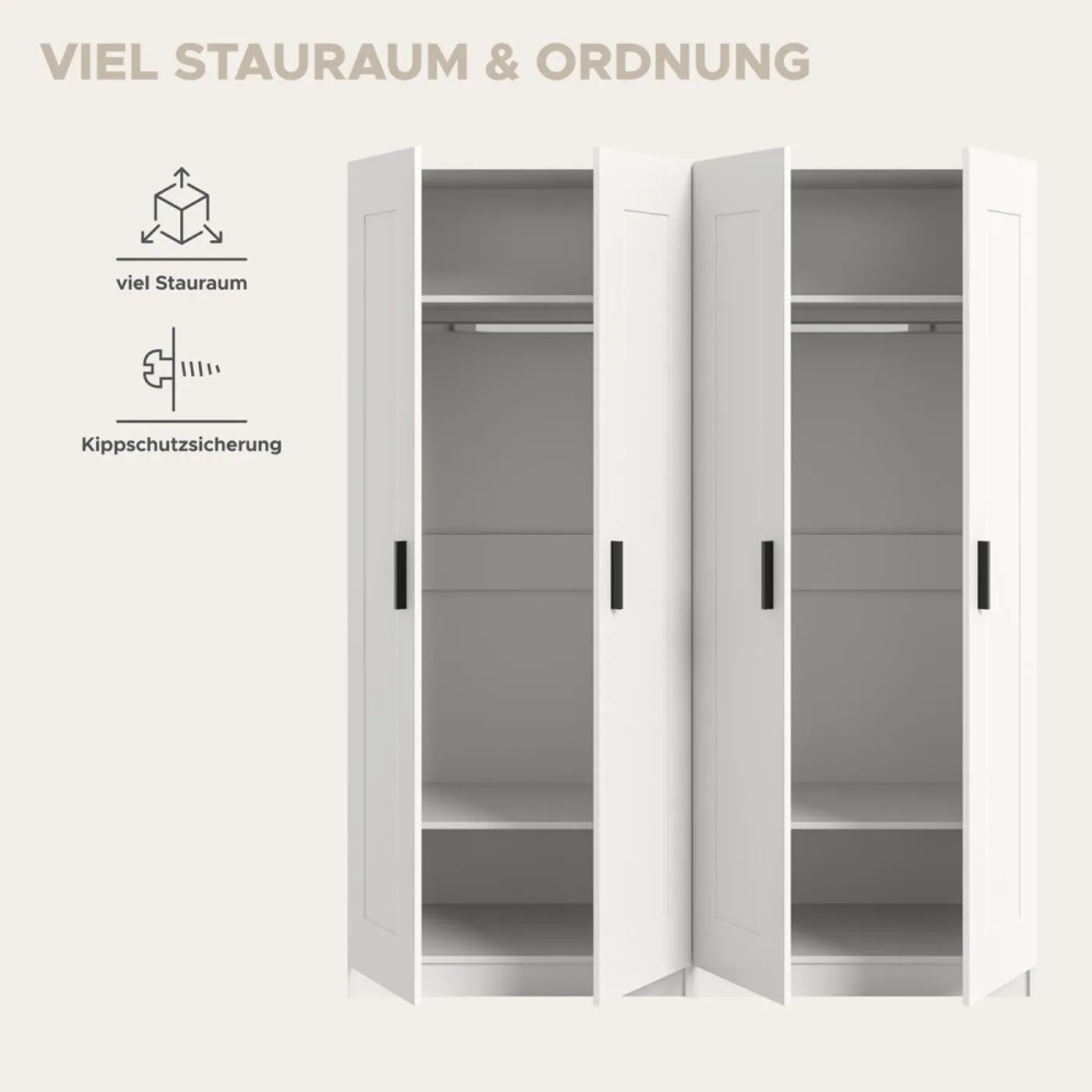 Garderobenschrank Kleiderschrank Visby | 2-teilig | weiß