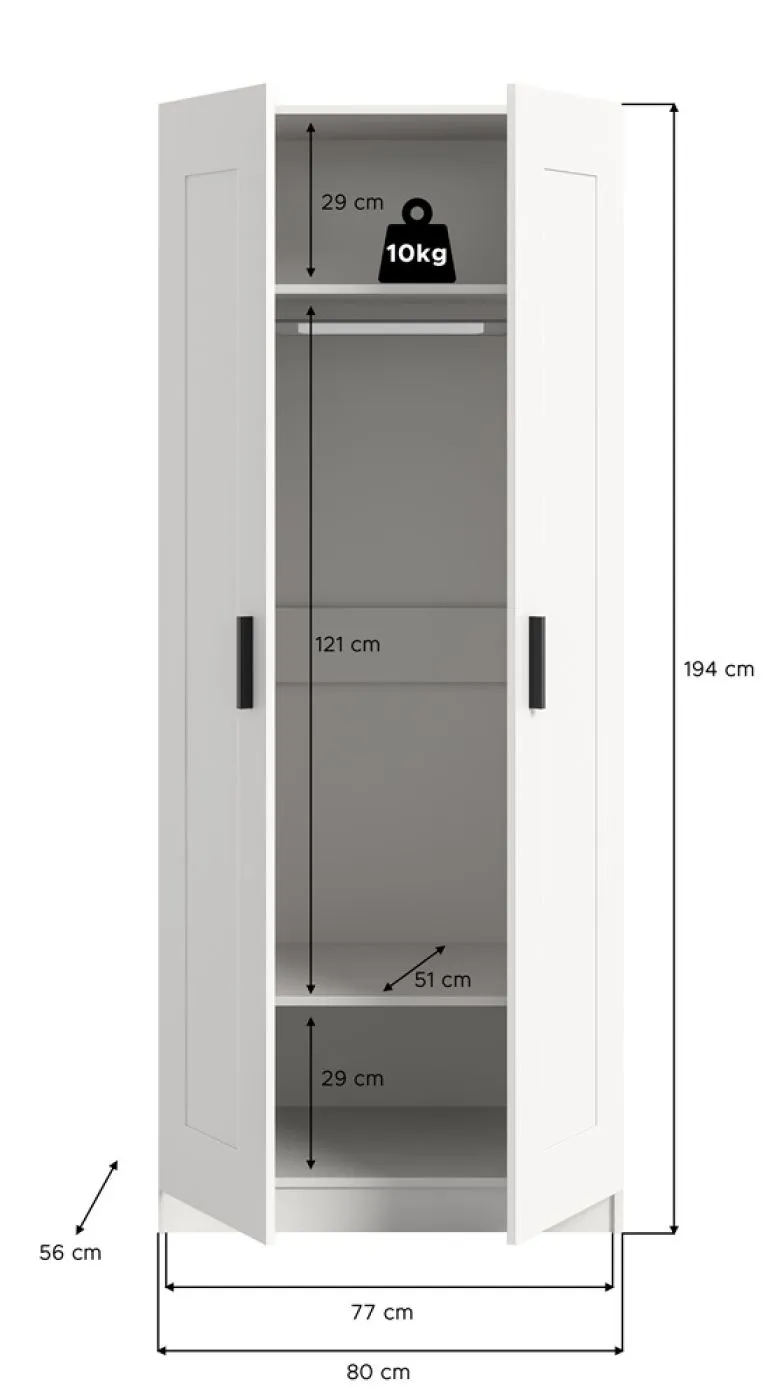 Garderobenschrank Kleiderschrank Visby | 2-türig | weiß