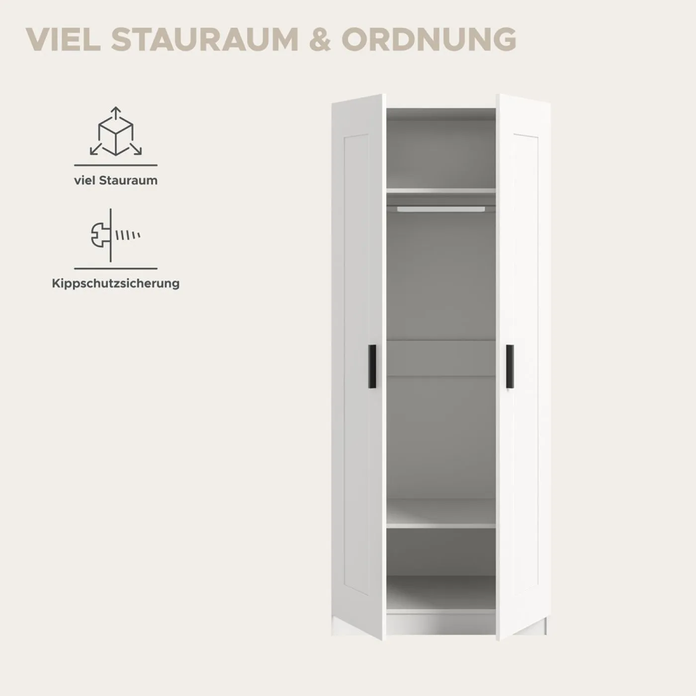 Garderobenschrank Kleiderschrank Visby | 2-türig | weiß