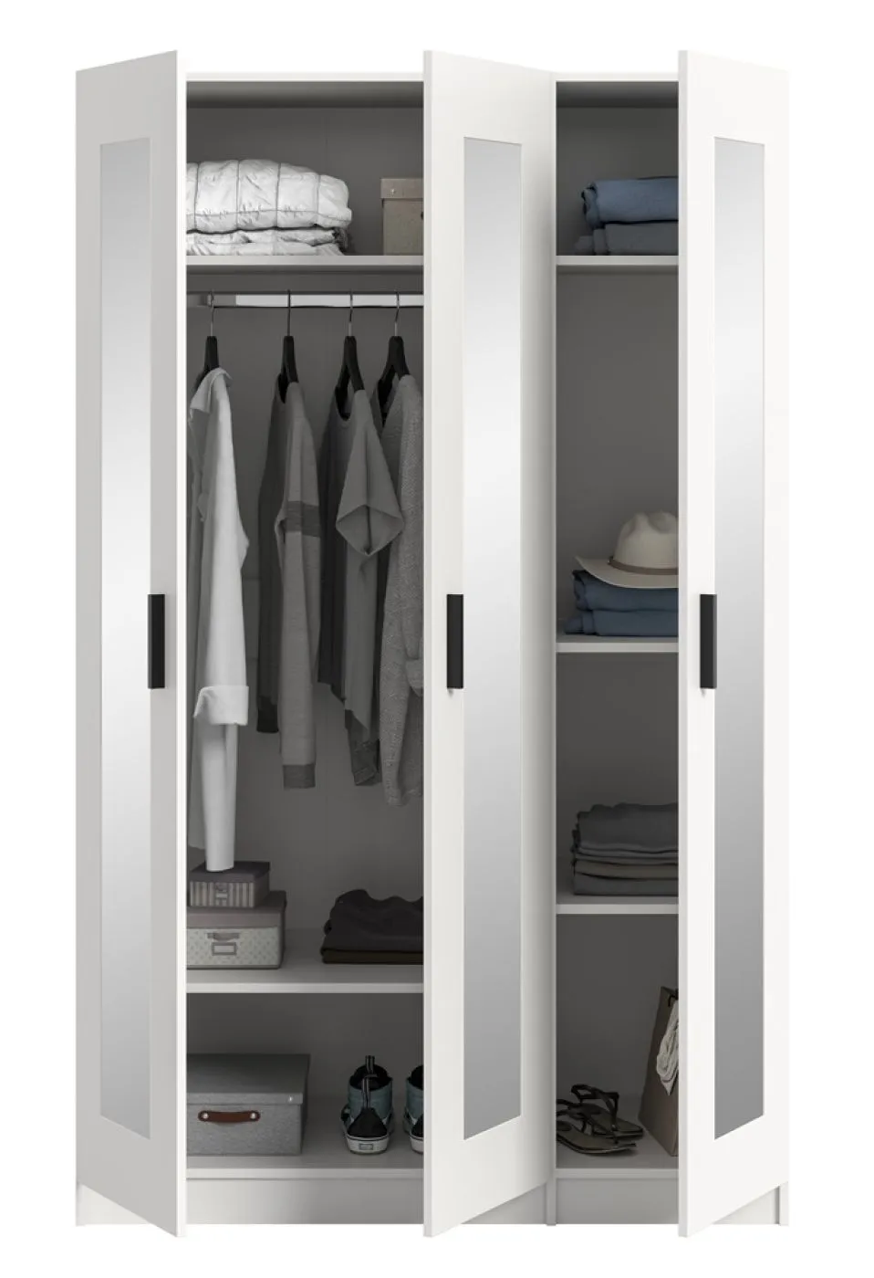 Garderobenschrank Kleiderschrank Visby | 3 Spiegeltüren | weiß