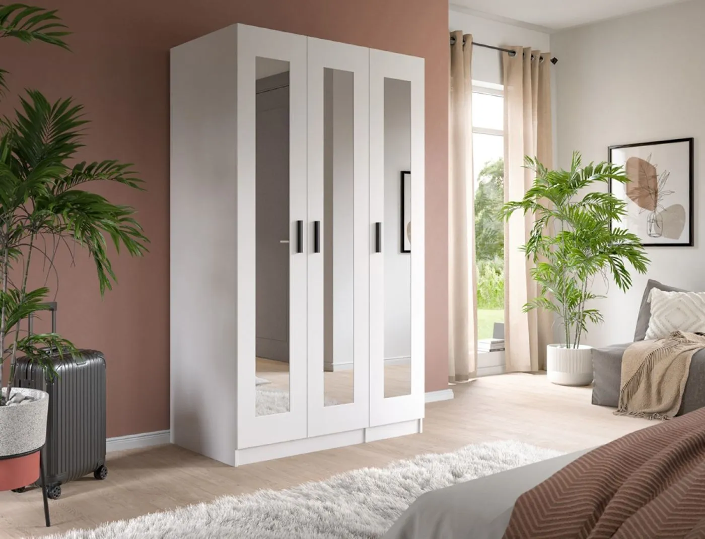 Garderobenschrank Kleiderschrank Visby | 3 Spiegeltüren | weiß