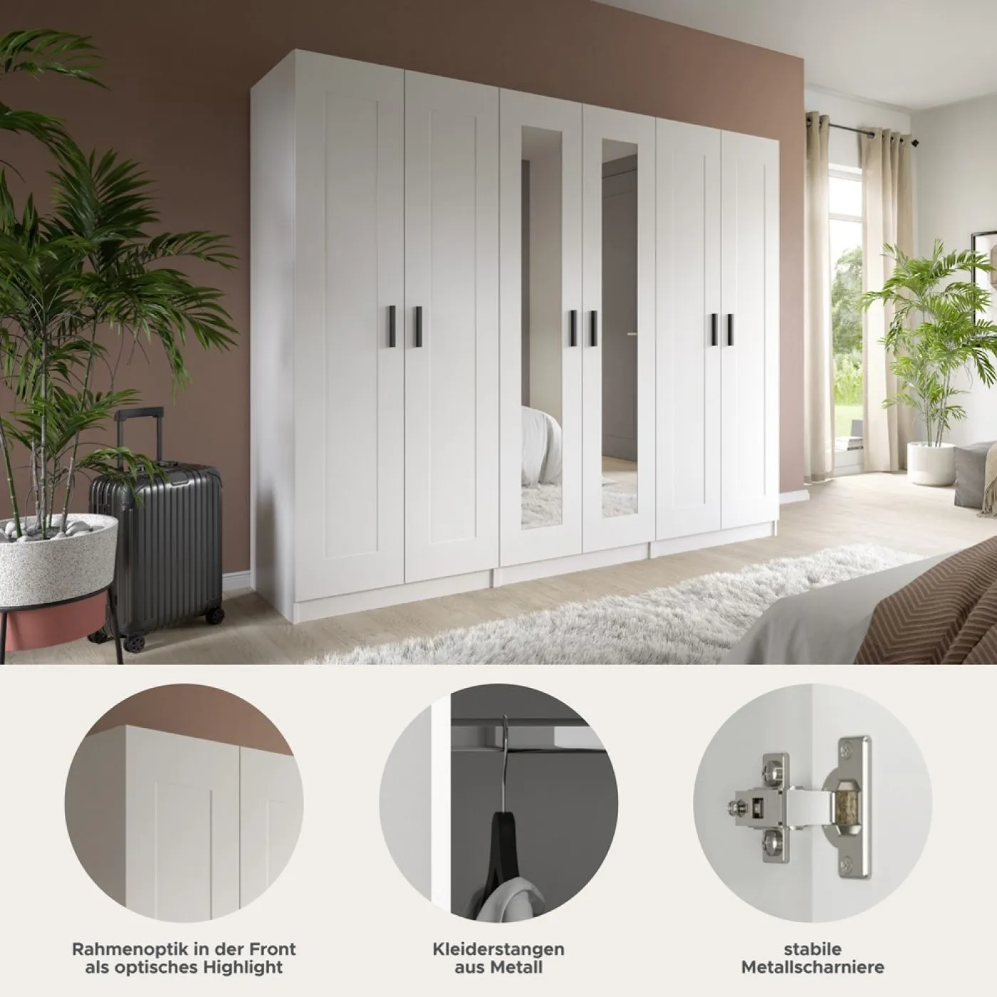 Garderobenschrank Kleiderschrank Visby | 3-teilig | weiß