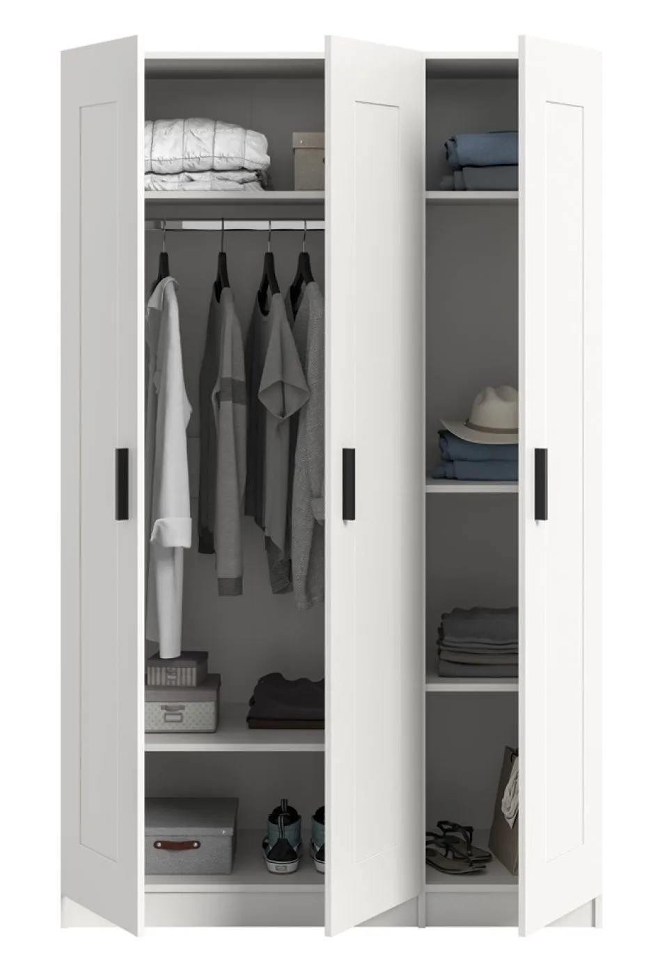 Garderobenschrank Kleiderschrank Visby | 3-türig | weiß