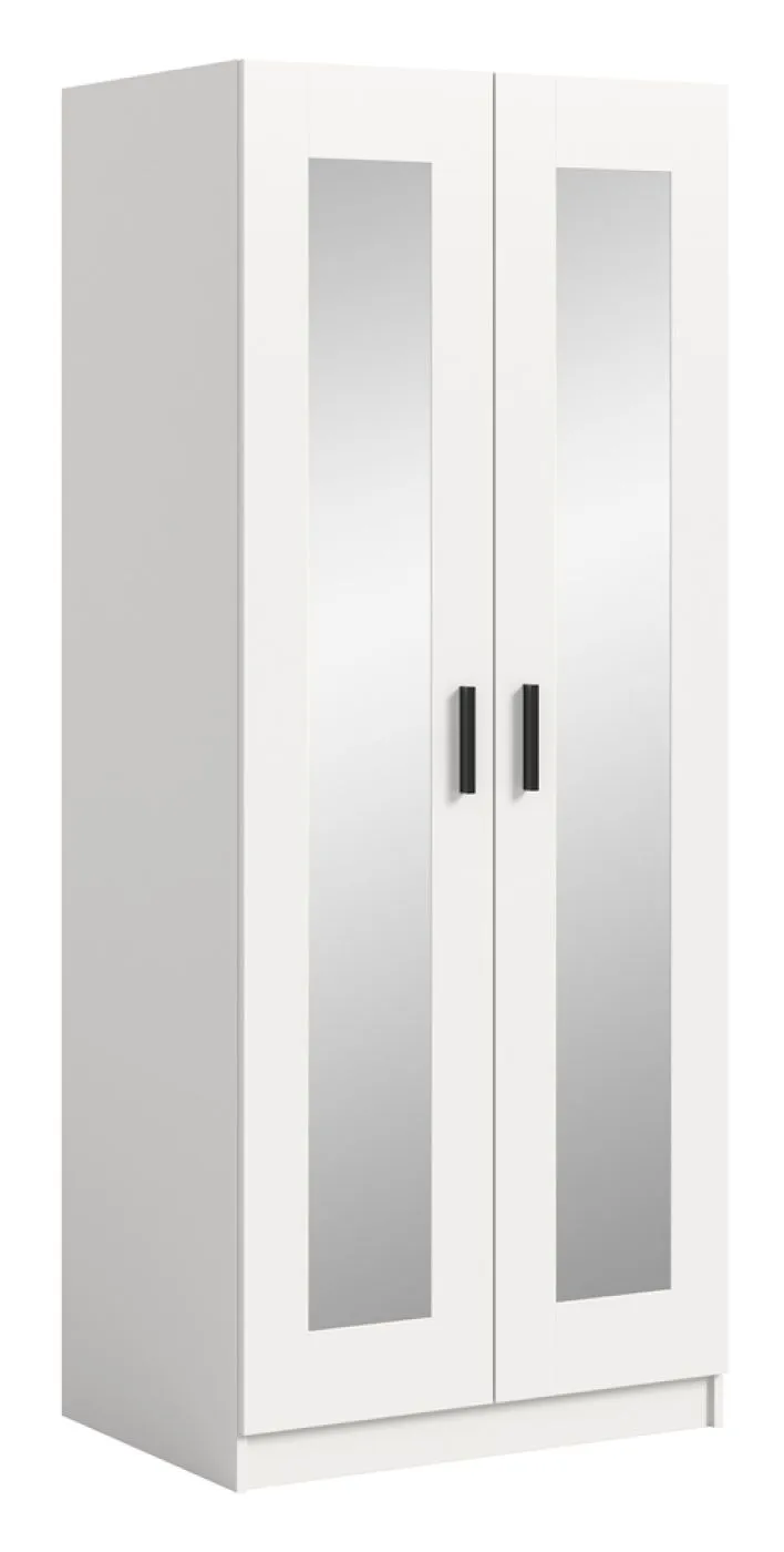 Garderobenschrank Kleiderschrank Visby | mit Spiegel | weiß