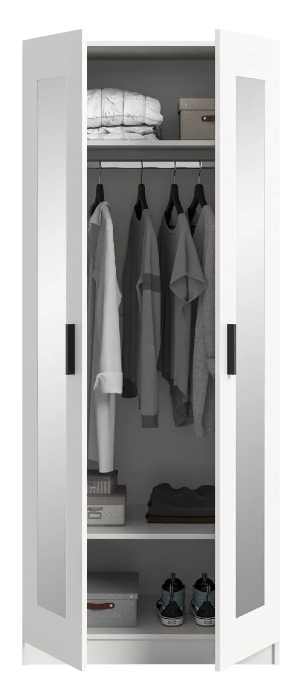 Garderobenschrank Kleiderschrank Visby | mit Spiegel | weiß