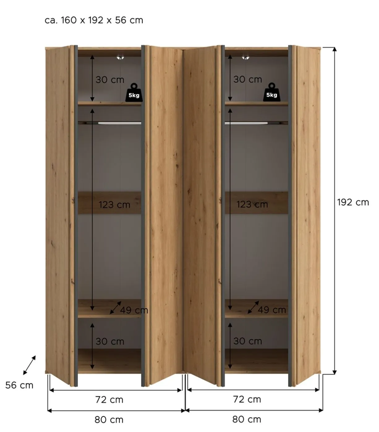 Garderobenschrank Kleiderschrankkombination Tofta | Artisan Eiche