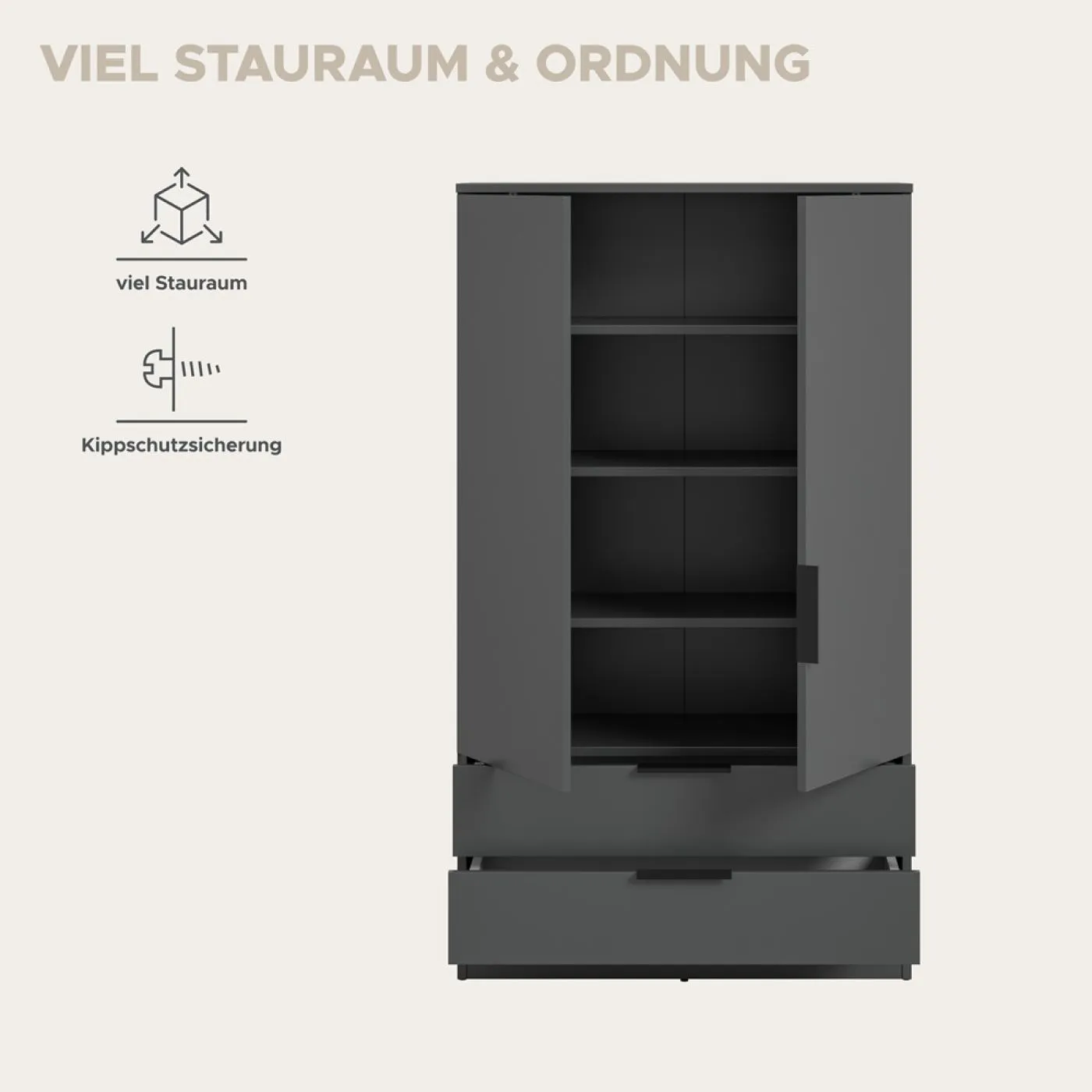 Garderobenschrank Kopenhagen | anthrazit