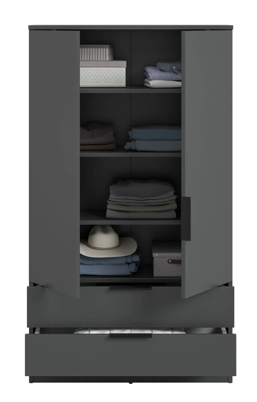 Garderobenschrank Kopenhagen | anthrazit mit Einlegeböden