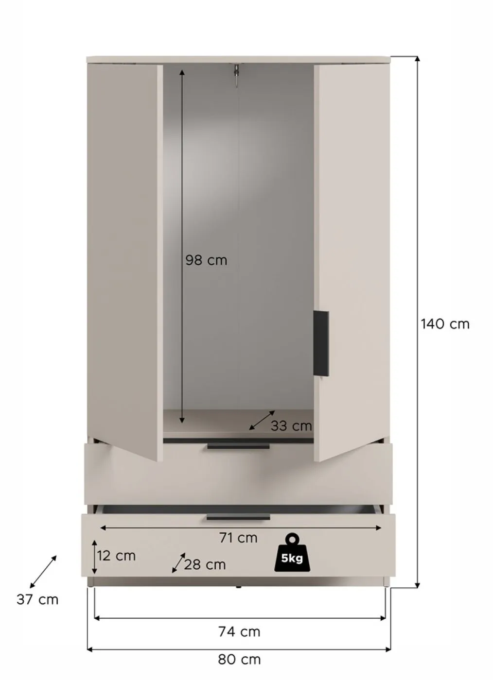 Garderobenschrank Kopenhagen | Kaschmir