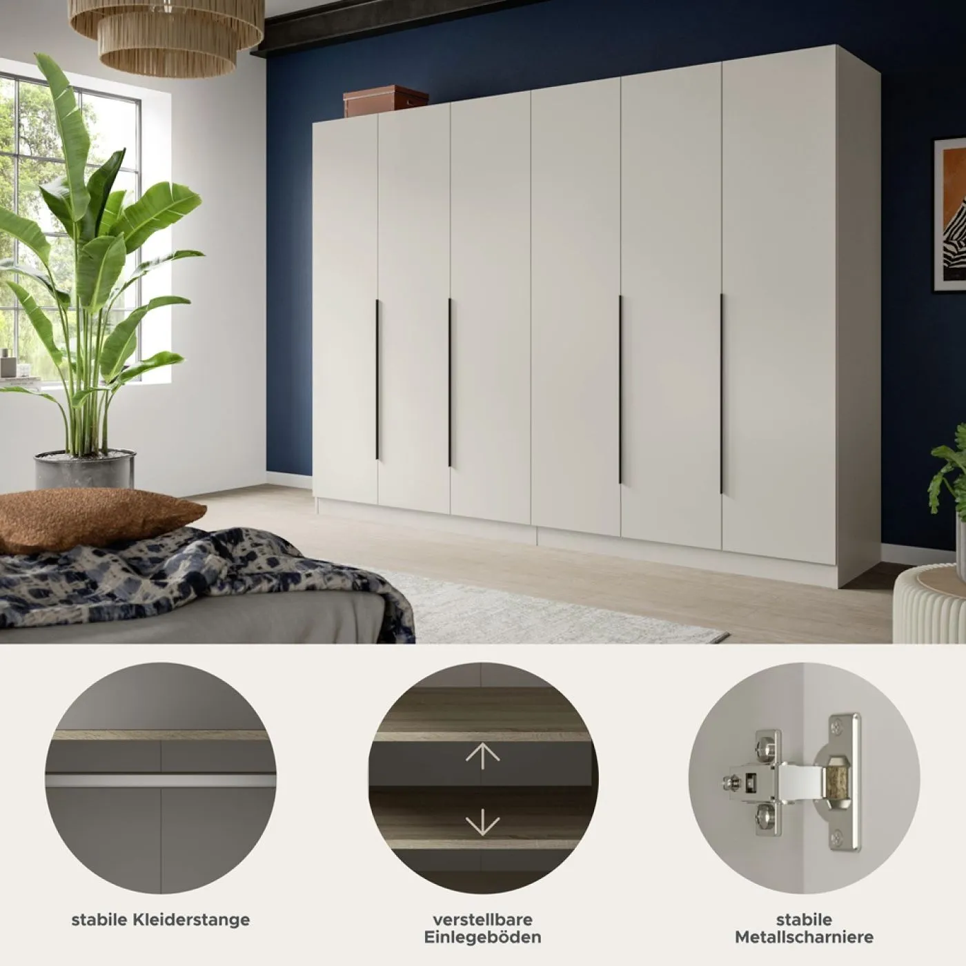 Garderobenschrank Kleiderschrank Kopenhagen | Kaschmir | 2-teilig