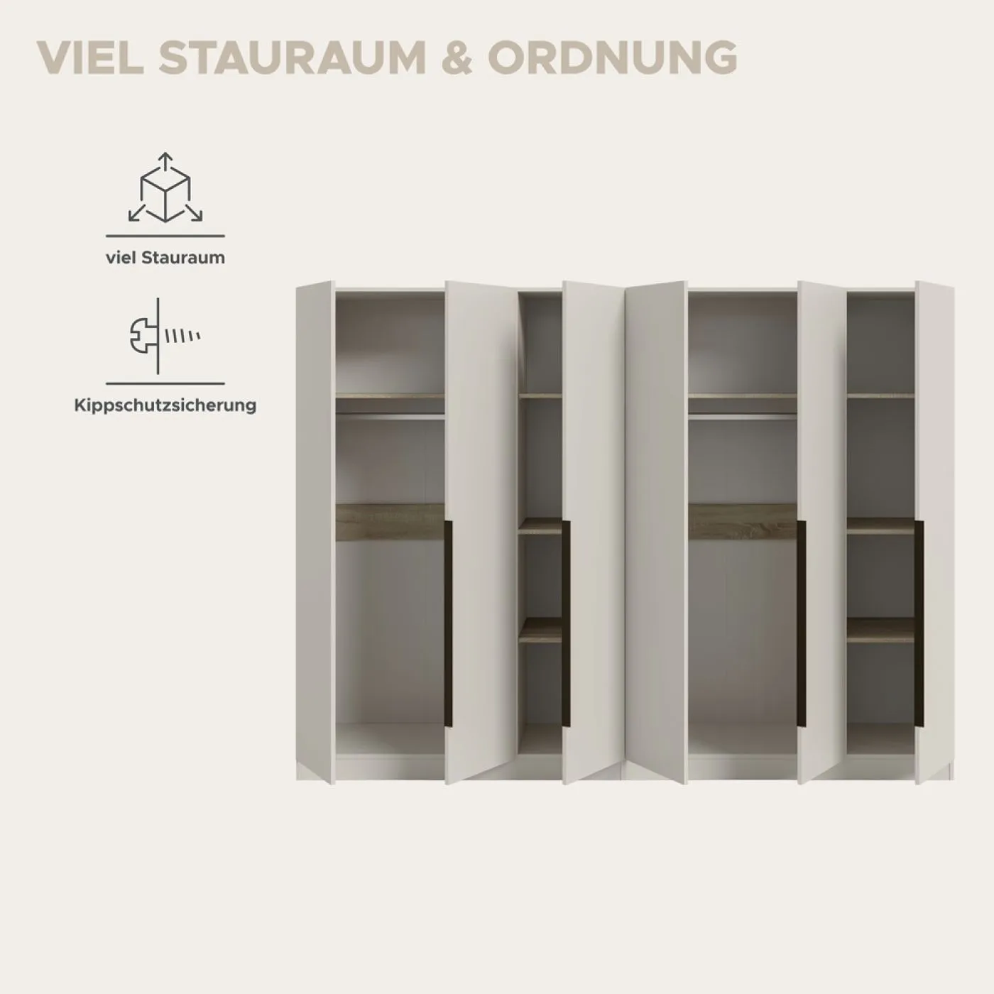 Garderobenschrank Kleiderschrank Kopenhagen | Kaschmir | 2-teilig