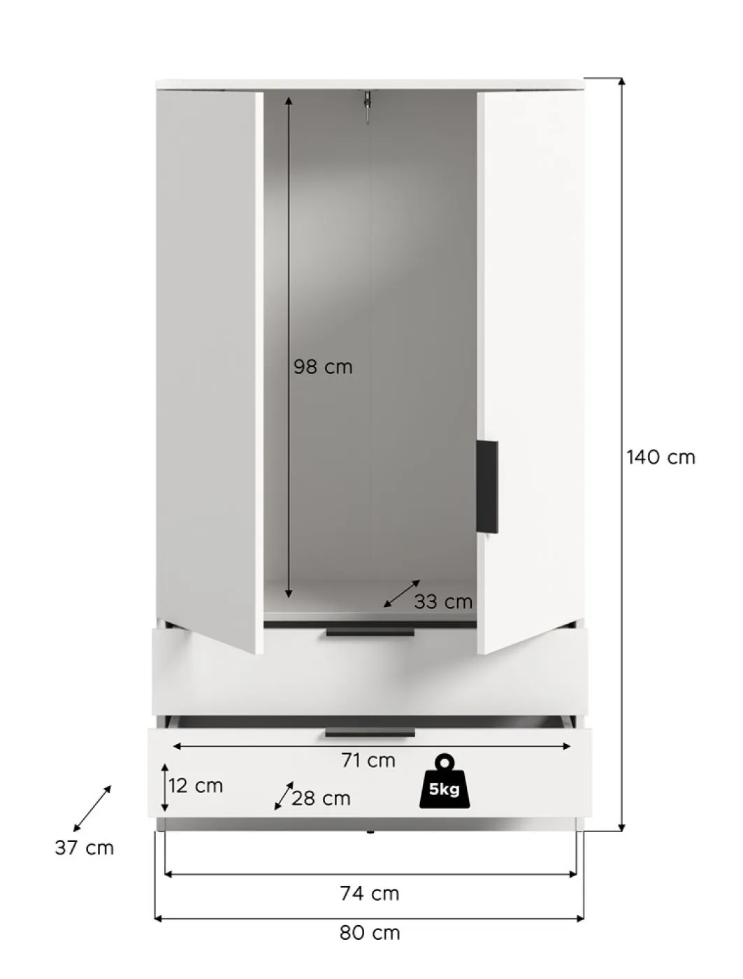 Garderobenschrank Kopenhagen | weiß