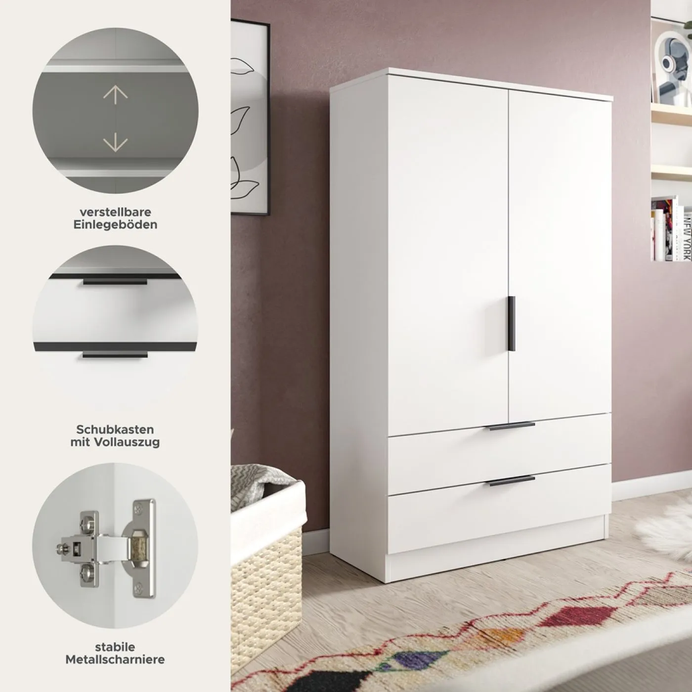 Garderobenschrank Kopenhagen | weiß