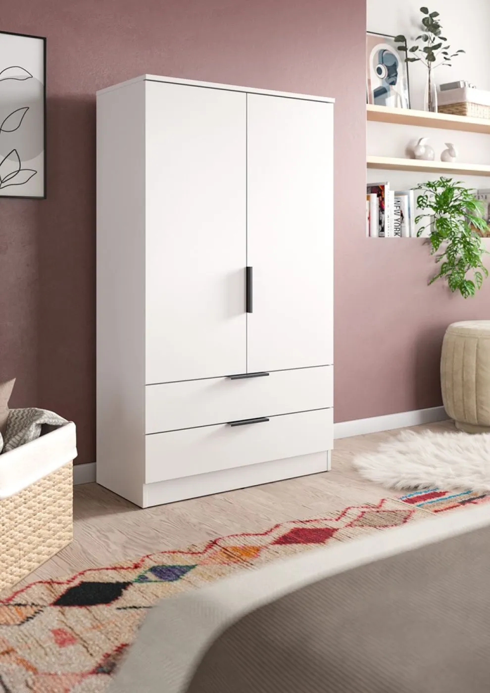 Garderobenschrank Kopenhagen | weiß mit Einlegeböden