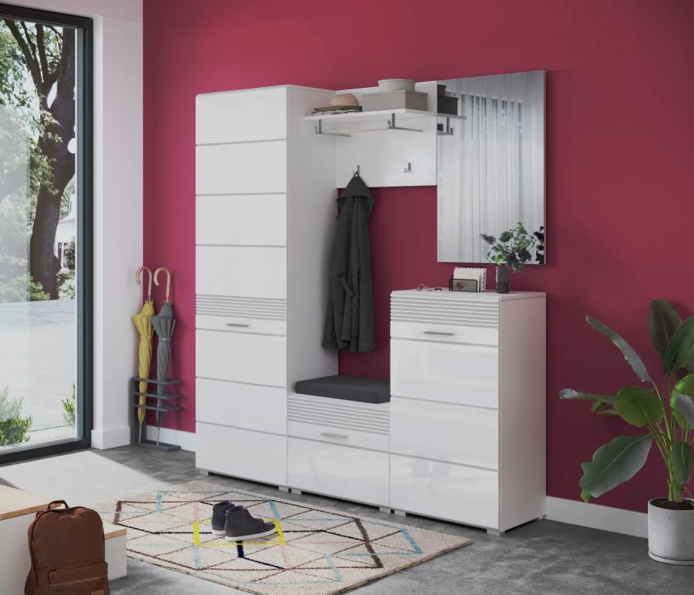 Garderobenschrank Linus | weiß Hochglanz