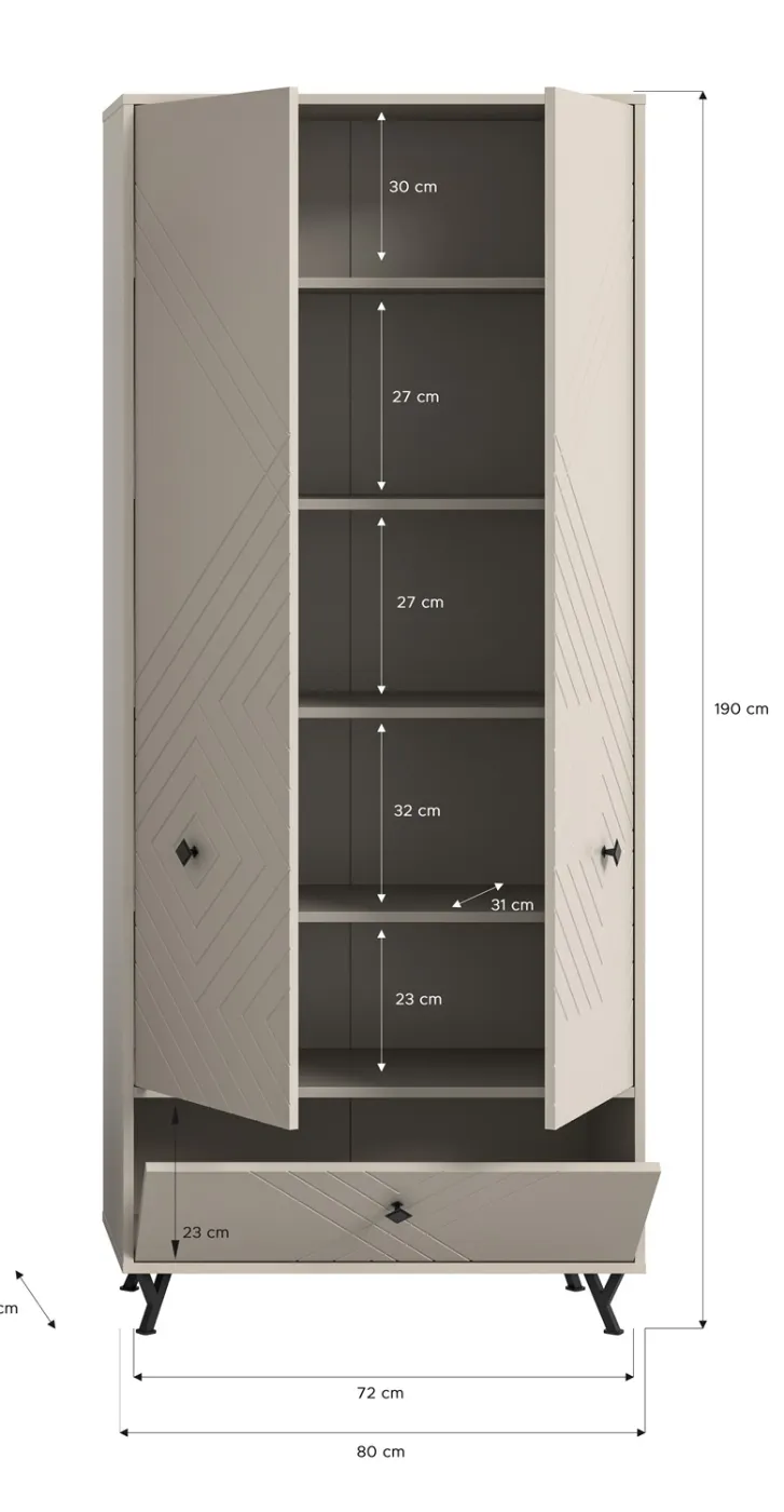 Garderobenschrank Notes | beige matt/sandfarben