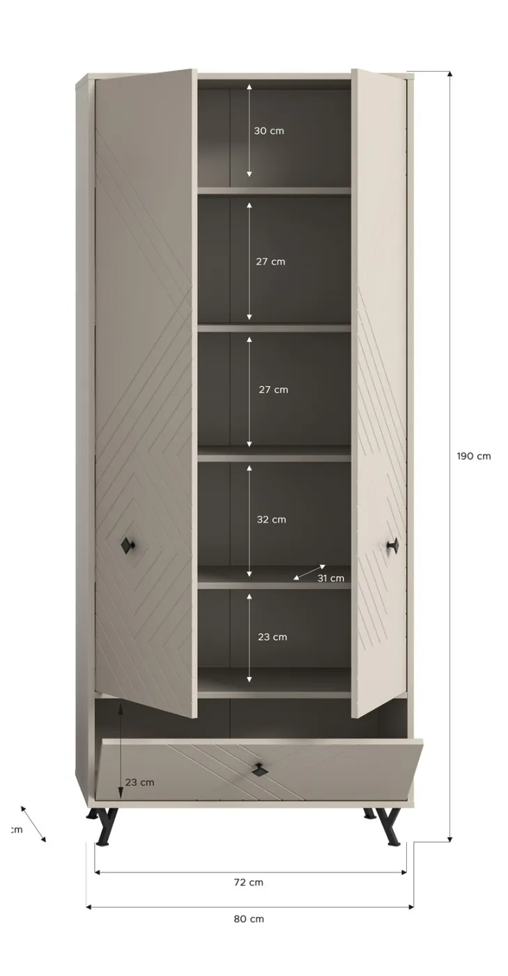 Garderobenschrank Notes | beige matt/sandfarben