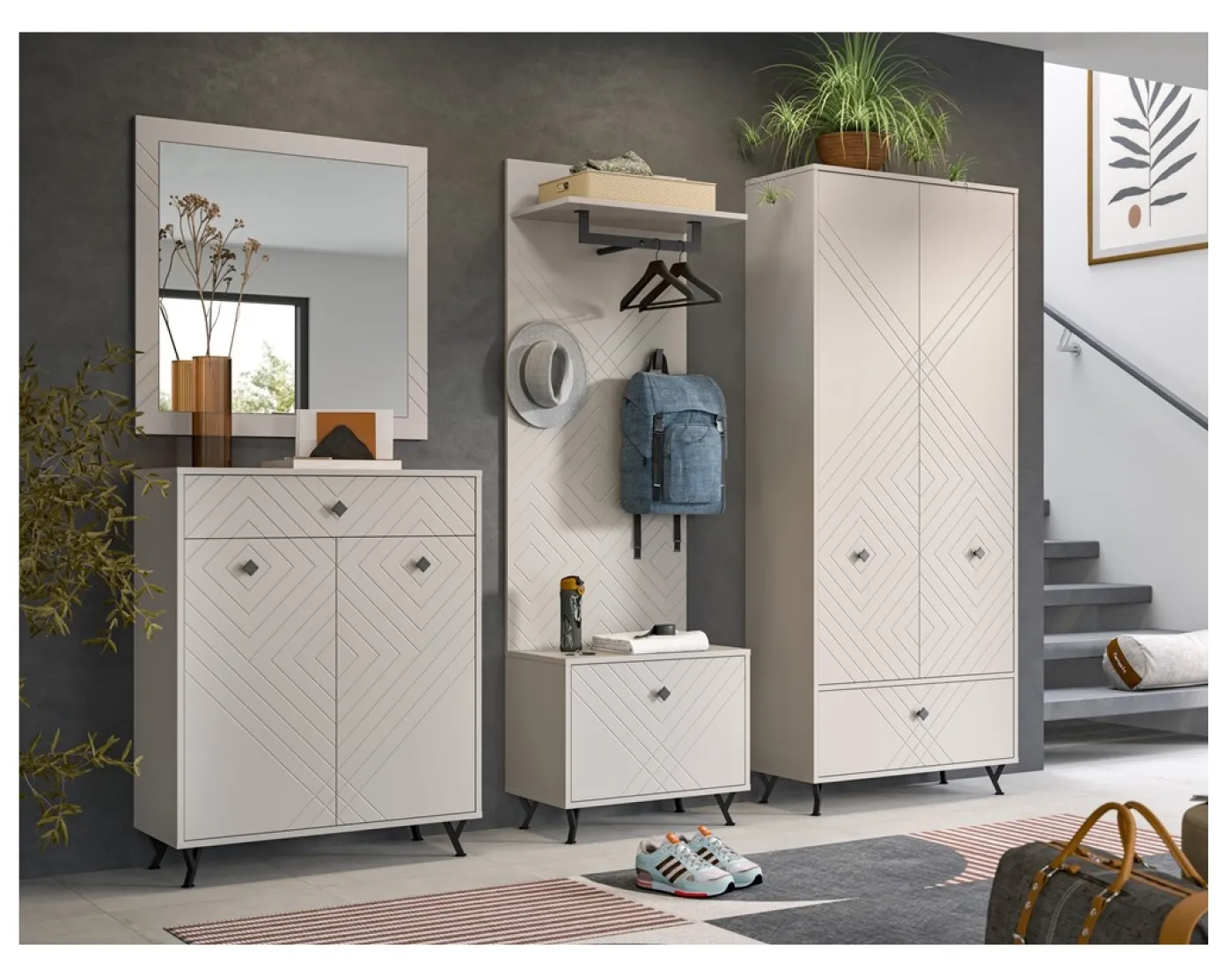 Garderobenschrank Notes | beige matt/sandfarben