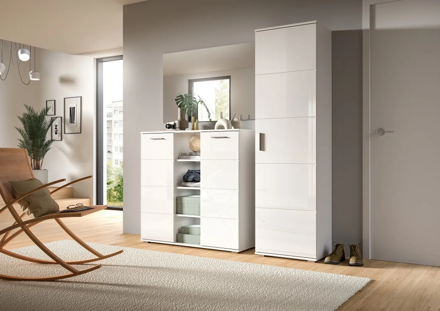 Garderobenschrank Prego | weiß Hochglanz