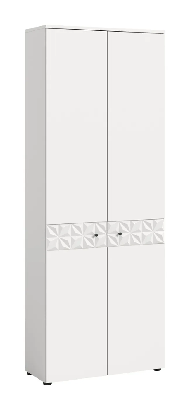 Garderobenschrank Prisma | weiß / weiß Hochglanz