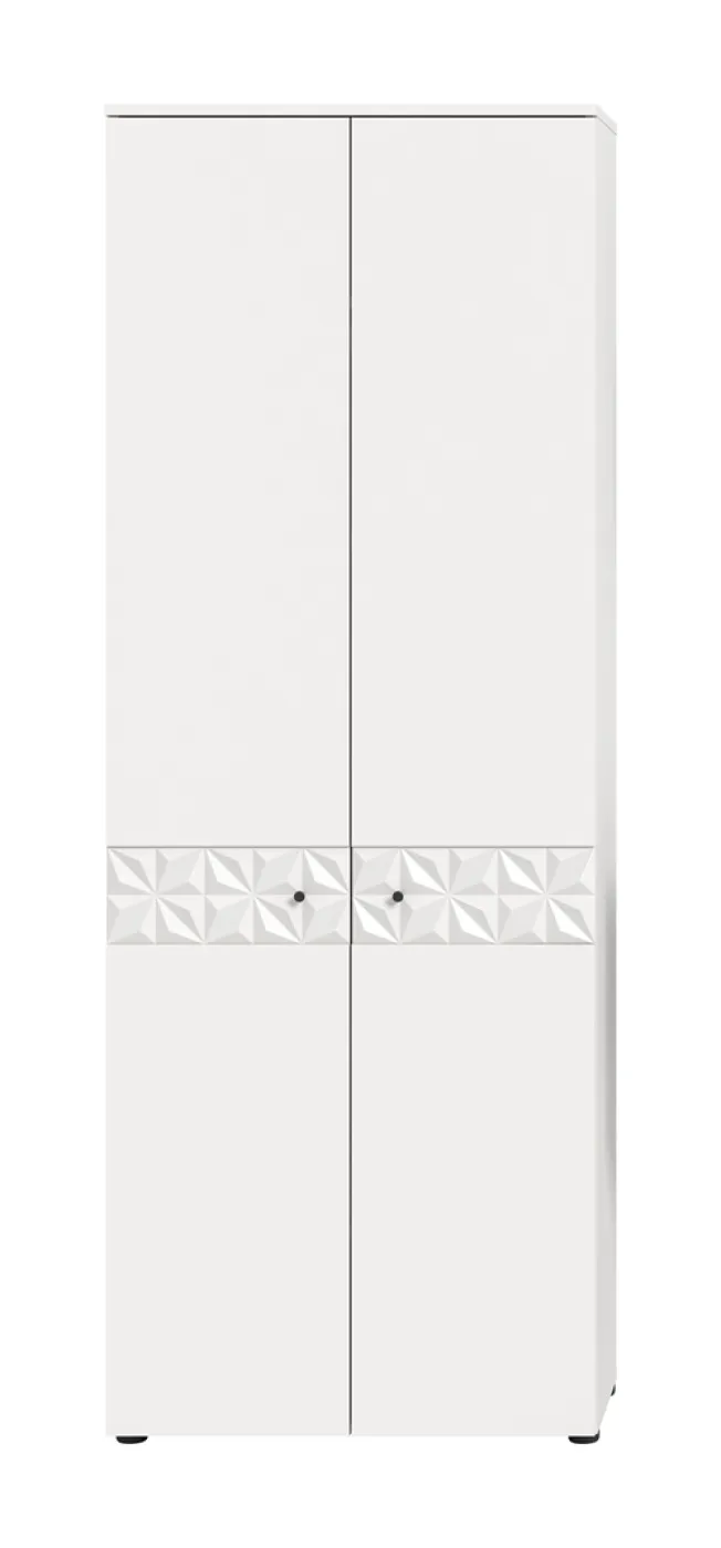 Garderobenschrank Prisma | weiß / weiß Hochglanz