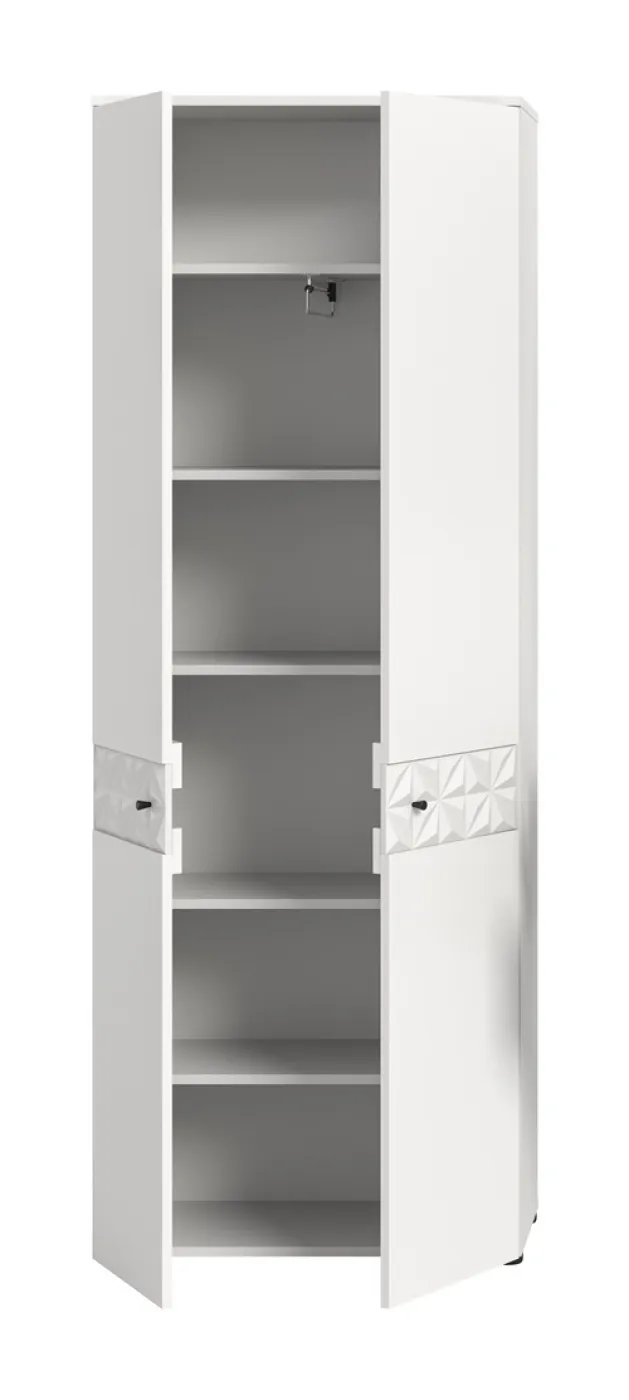 Garderobenschrank Prisma | weiß / weiß Hochglanz