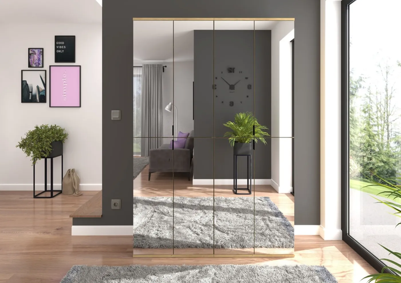 Garderobenschrank Projekt X 1 | Kombination | Artisan Eiche | Spiegeltüren | 2-teilig