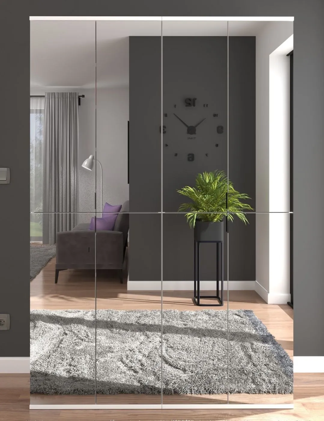 Garderobenschrank Projekt X 1 | Kombination | weiß | Spiegeltüren | 2-teilig