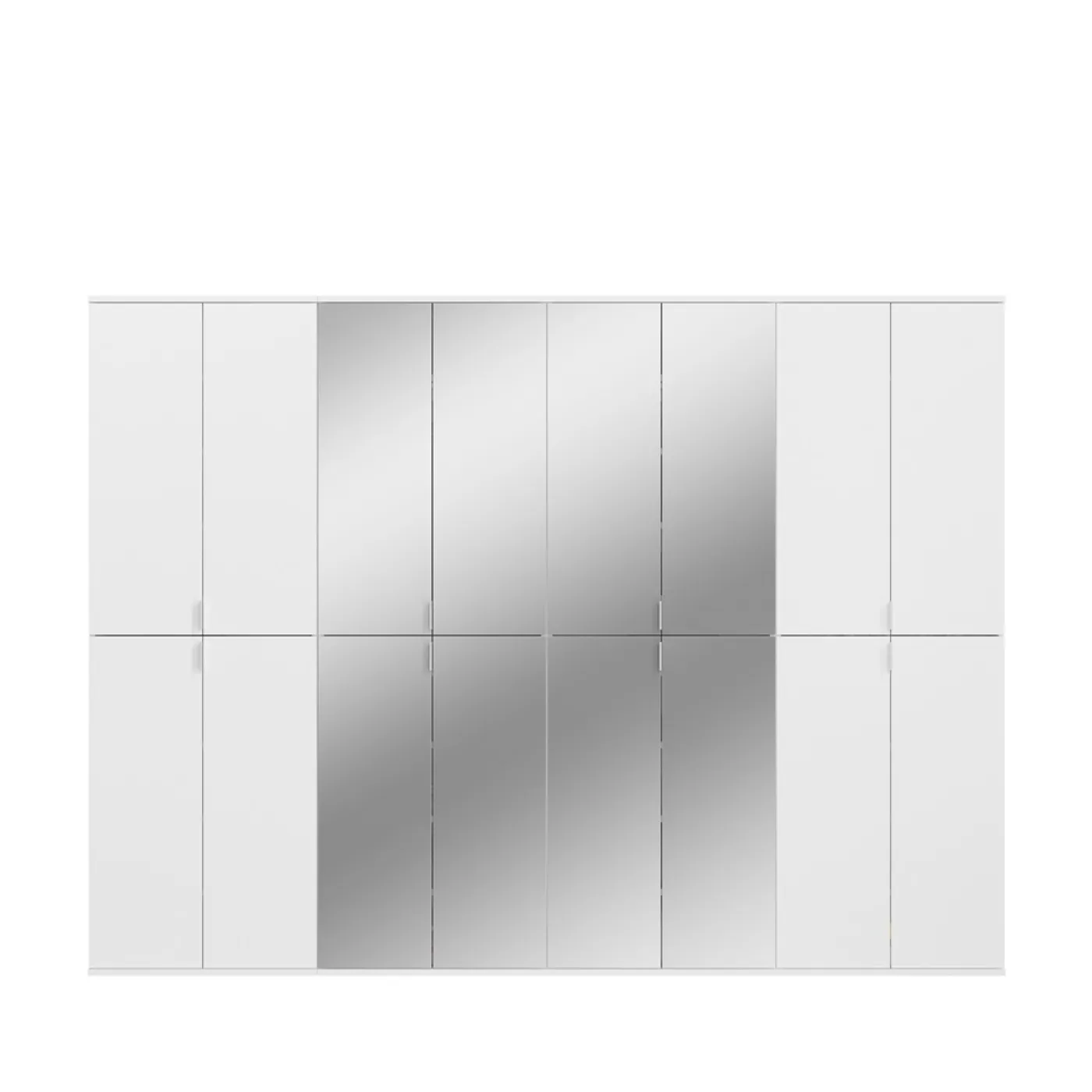 Garderobenschrank Projekt X groß | Kombination | weiß Hochglanz / Spiegeltüren | 4-teilig