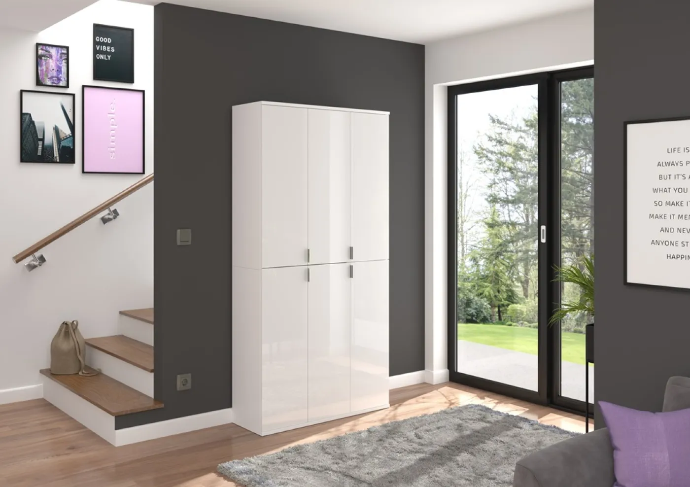 Garderobenschrank Projekt X | Kombination | weiß Hochglanz | 2-teilig