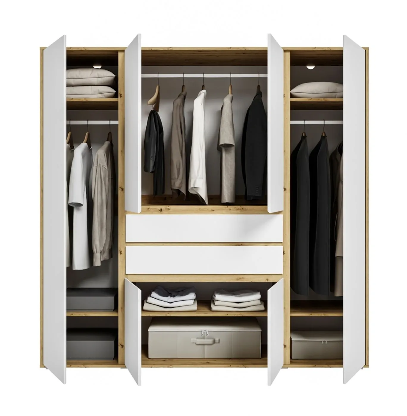 Garderobenschrank Schrank Falun | 6-türig | weiß / Artisan Eiche