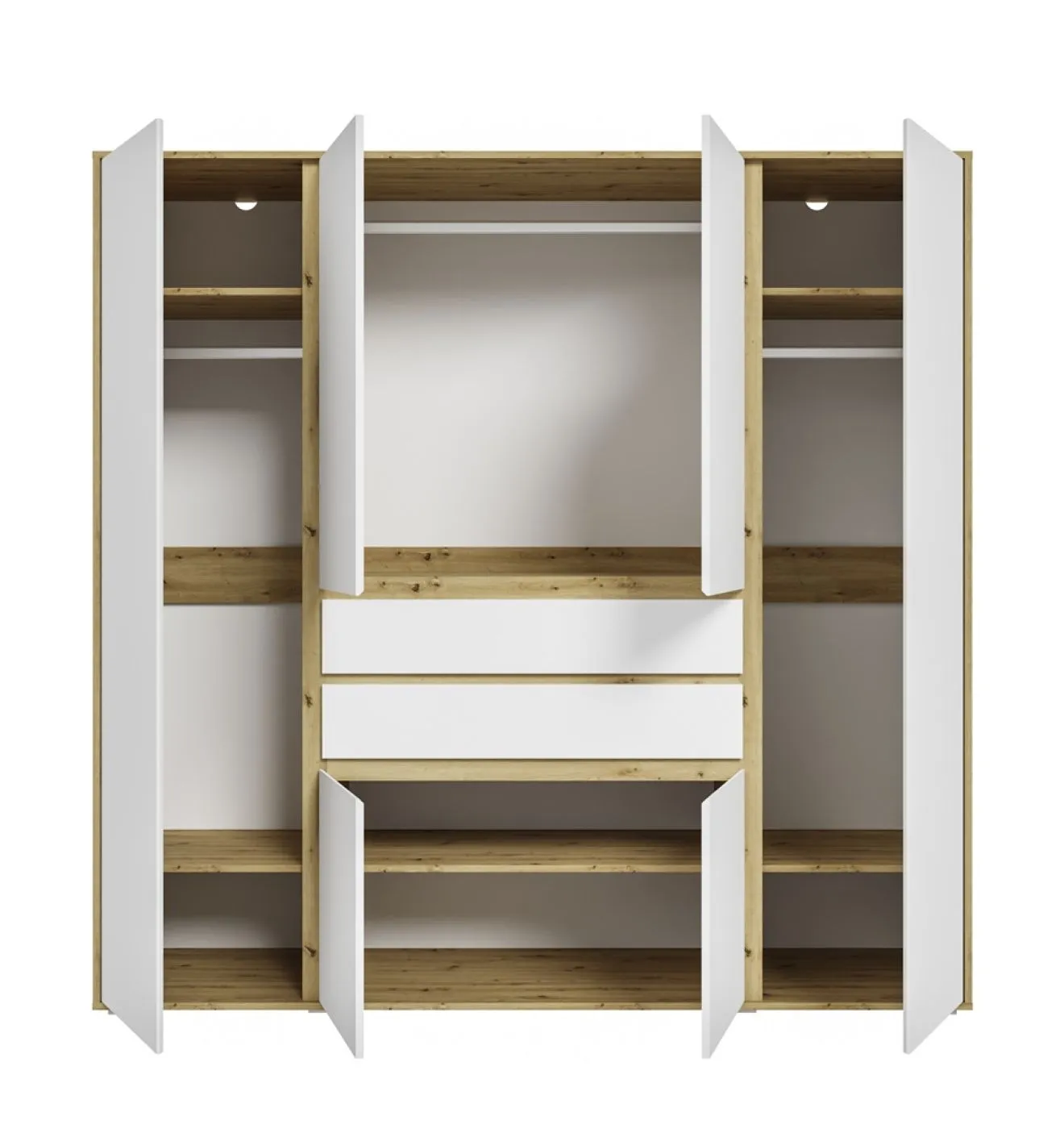 Garderobenschrank Schrank Falun | 6-türig | weiß / Artisan Eiche