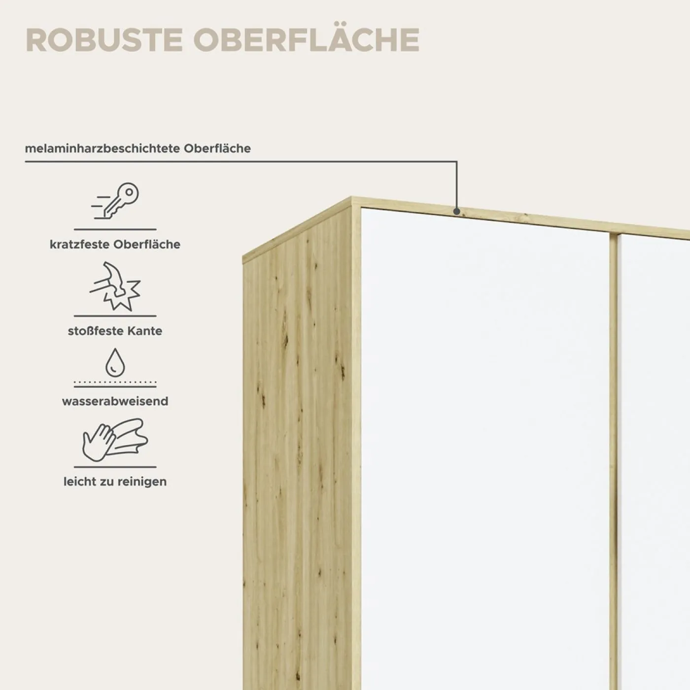 Garderobenschrank Schrank Falun | 6-türig | weiß / Artisan Eiche