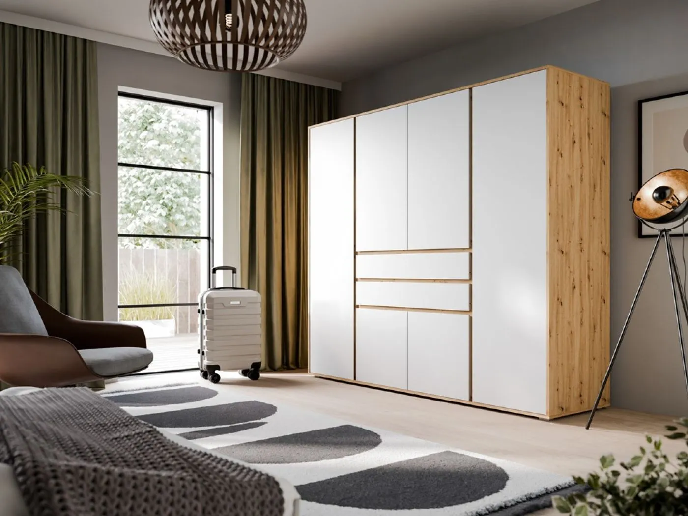 Garderobenschrank Schrank Falun | 6-türig | weiß / Artisan Eiche