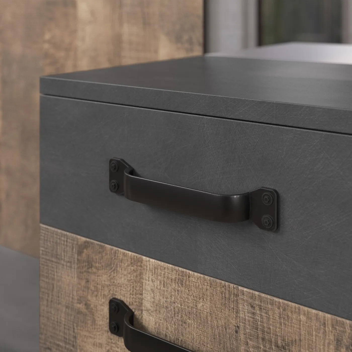 Garderobenschrank Smile mit Spiegel | Tabak Eiche / Matera grau