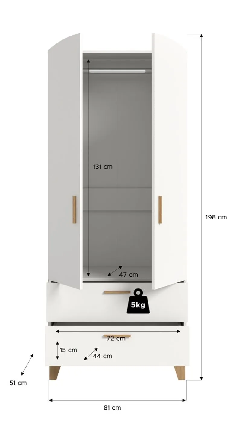 Garderobenschrank Stella | weiß / Artisan Eiche