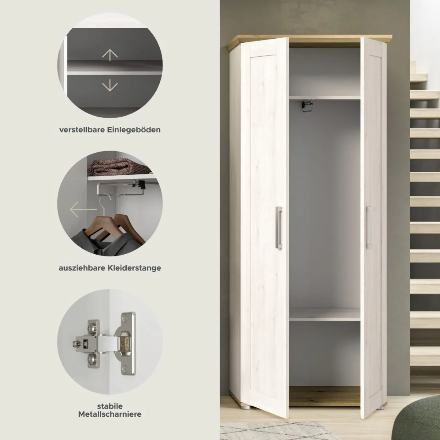 Garderobenschrank Verona | Lärche Sibiu / Eiche