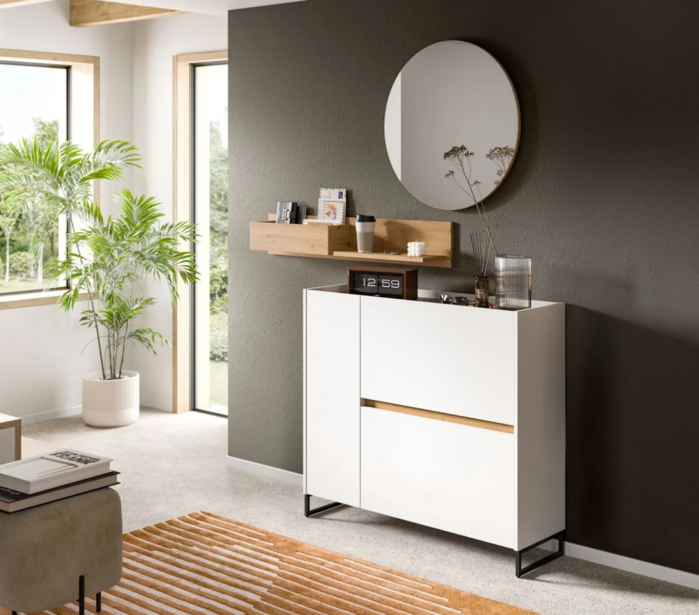 Garderobenspiegel Drive | rund | Artisan Oak