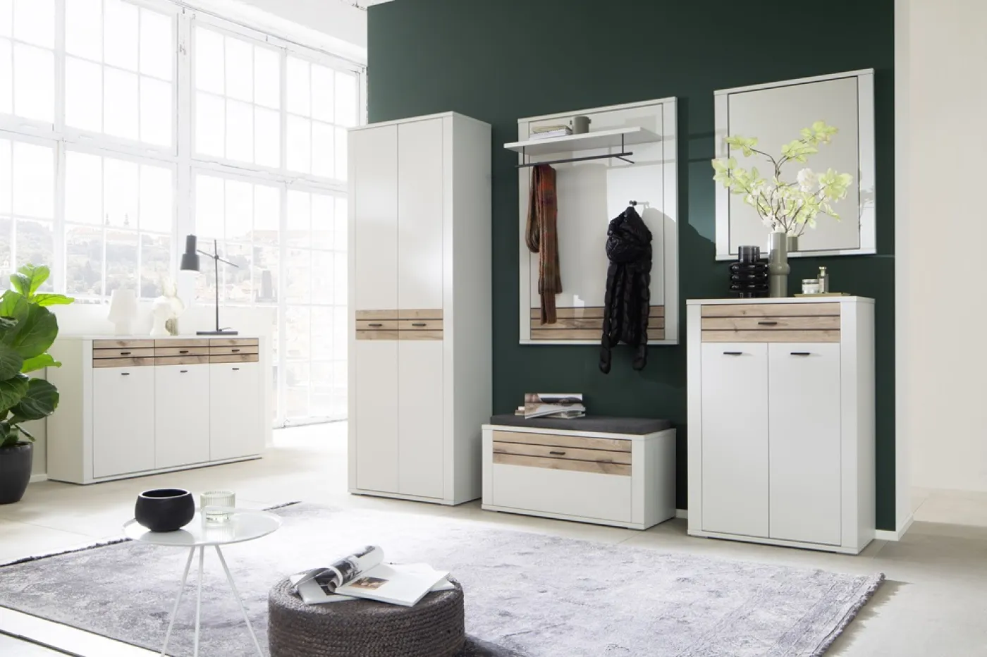 Garderobenspiegel Mantena | Modern White | 73 x 82 x 4 cm