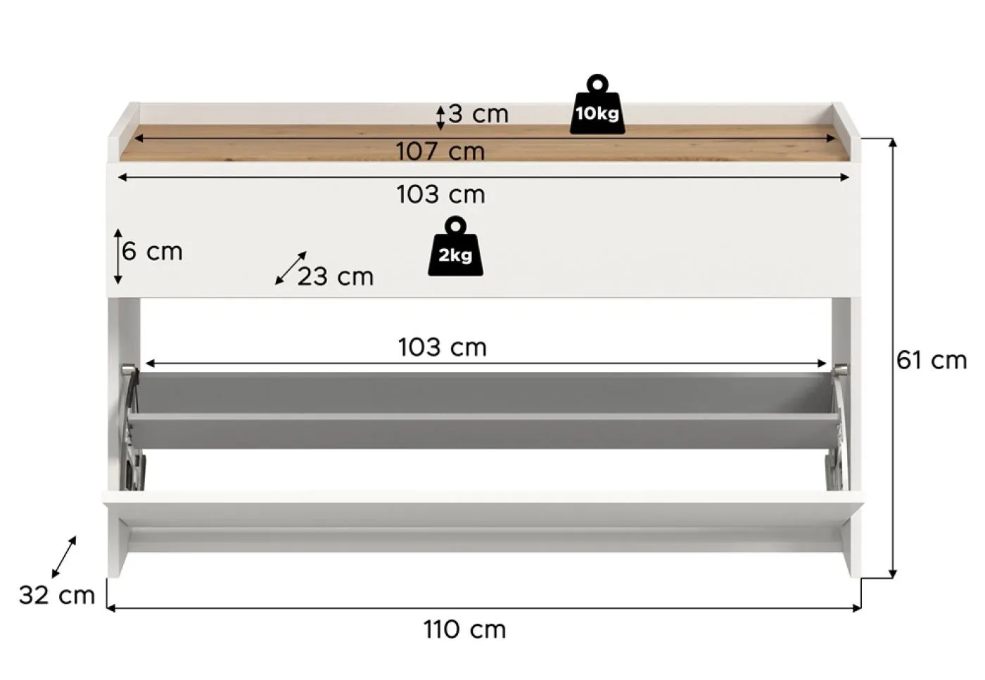 Hänge-Schuhschrank Drive | weiß / Artisan Oak