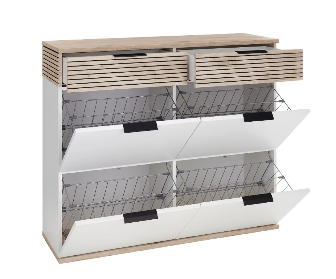 Hänge-Schuhschrank Montello mit 2 Schubkästen | Soft White / Viking Oak