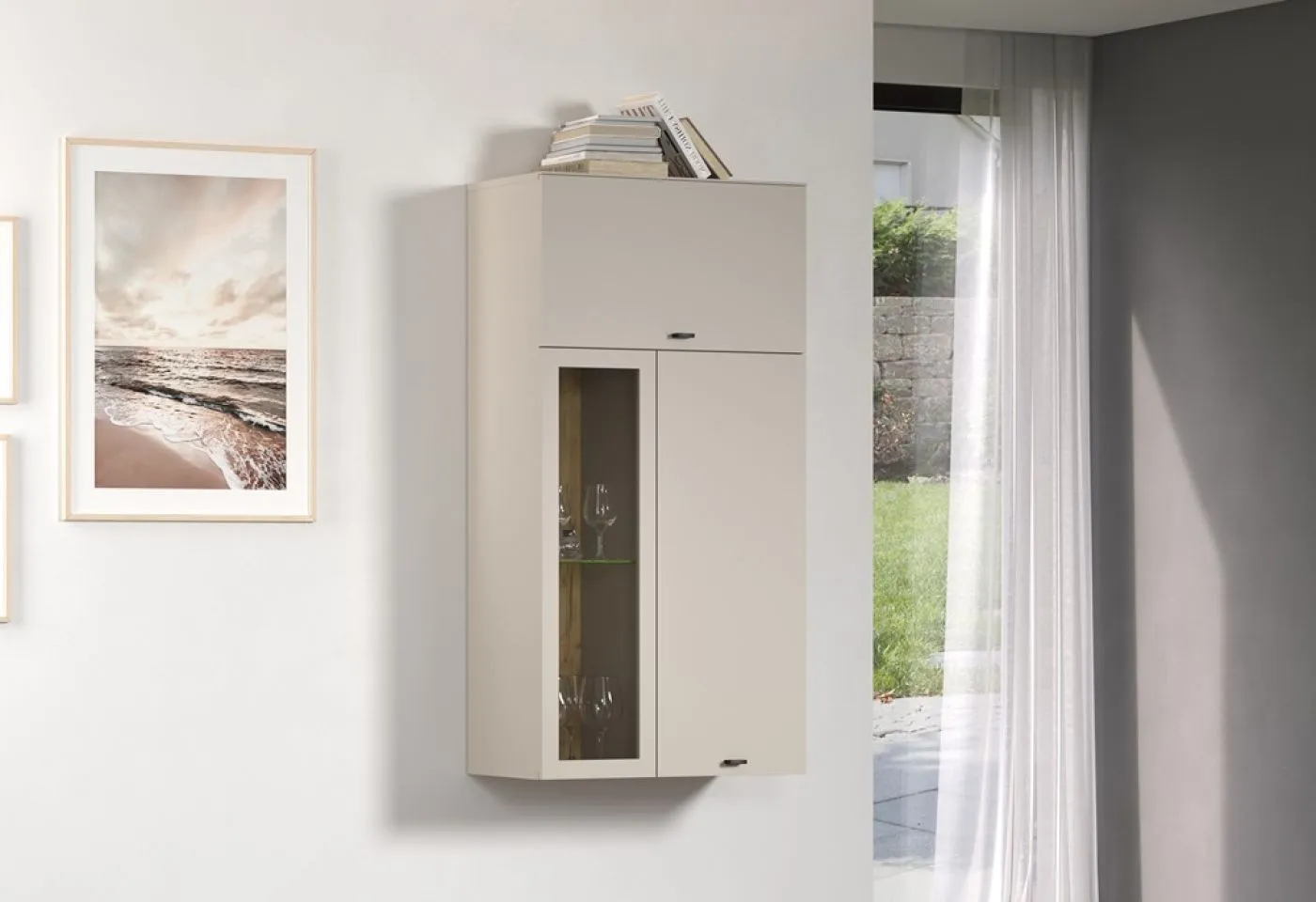 Hänge-Vitrine Vitrinenschrank Bellugi, Cashmere Dekor – Ansicht 7
